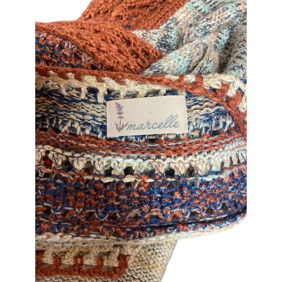 Marcella Sleeveless Knitted Tassel Boho Brown/Blue/Cream Cardigan One Size - Picture 3 of 3